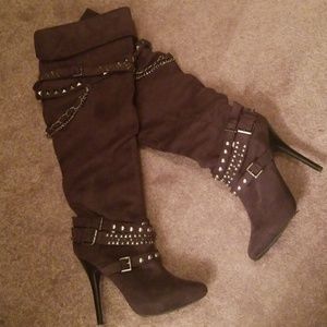 Suede knee high boots